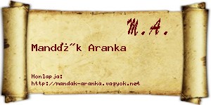 Mandák Aranka névjegykártya
